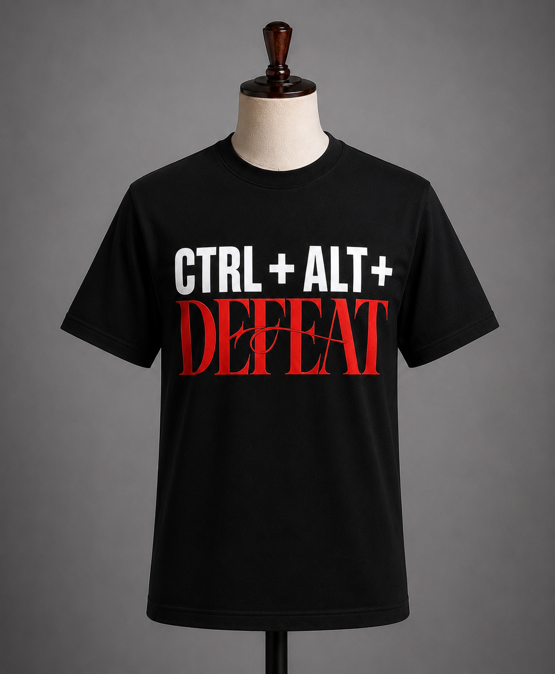 Ctrl + Alt + Defeat. Premium Cotton Graphic T-Shirt | Lightweight