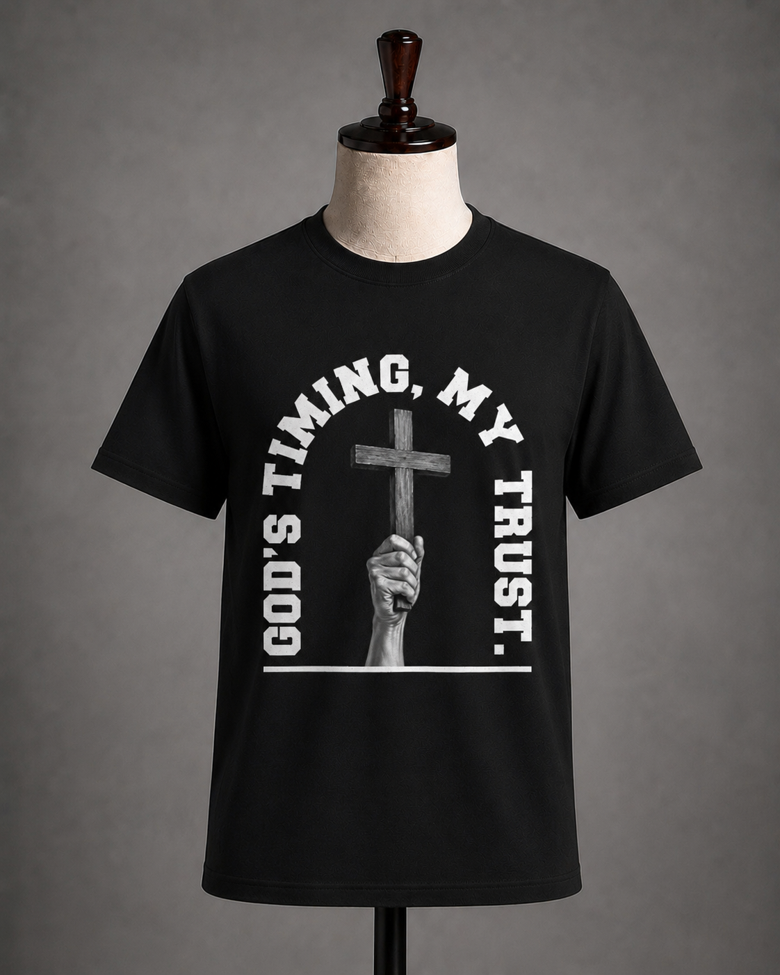 God's Timing, My Trust. Premium Cotton Graphic T-Shirt | Lightweight