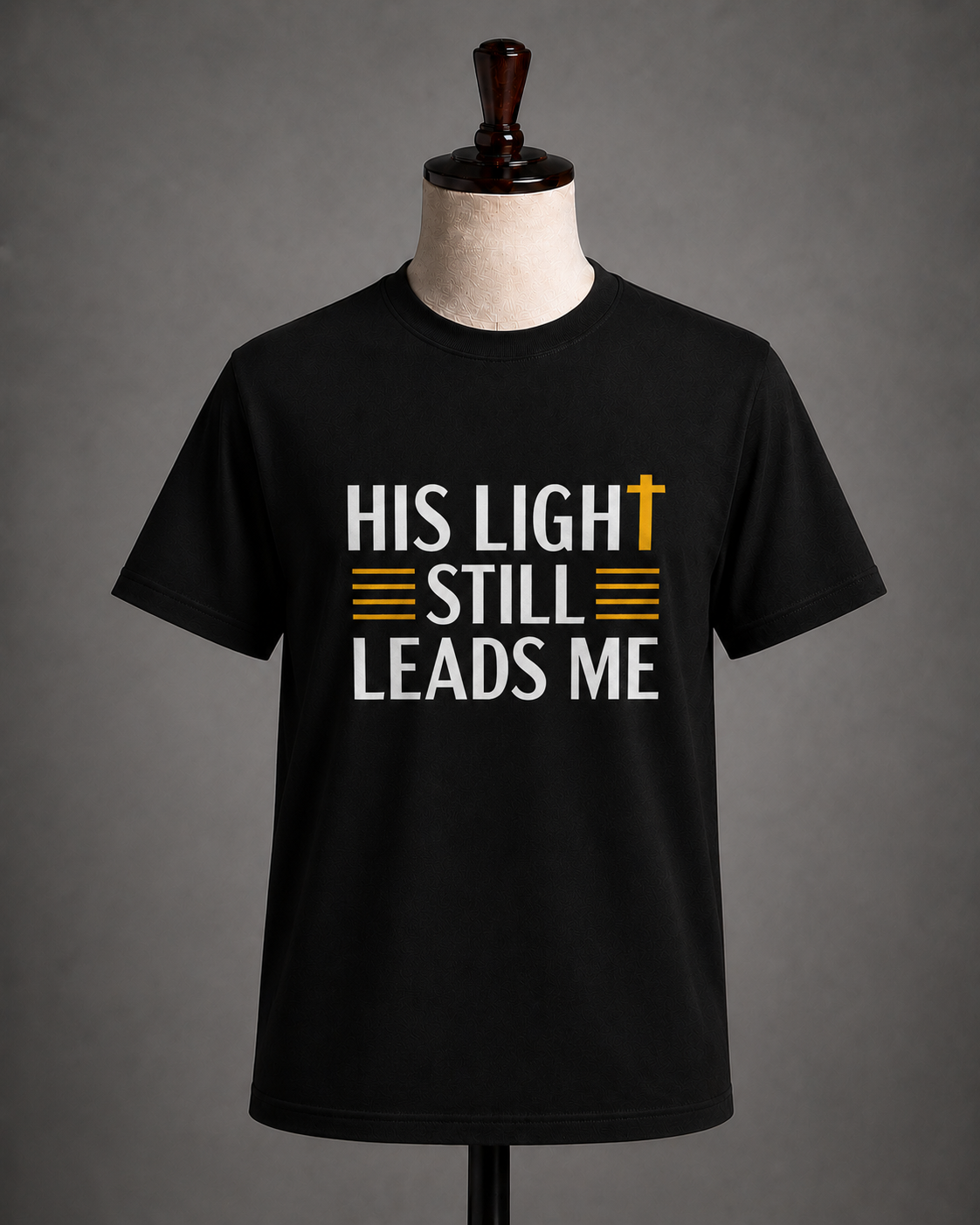 His Light Still Leads Me. Premium Cotton Graphic T-Shirt | Lightweight